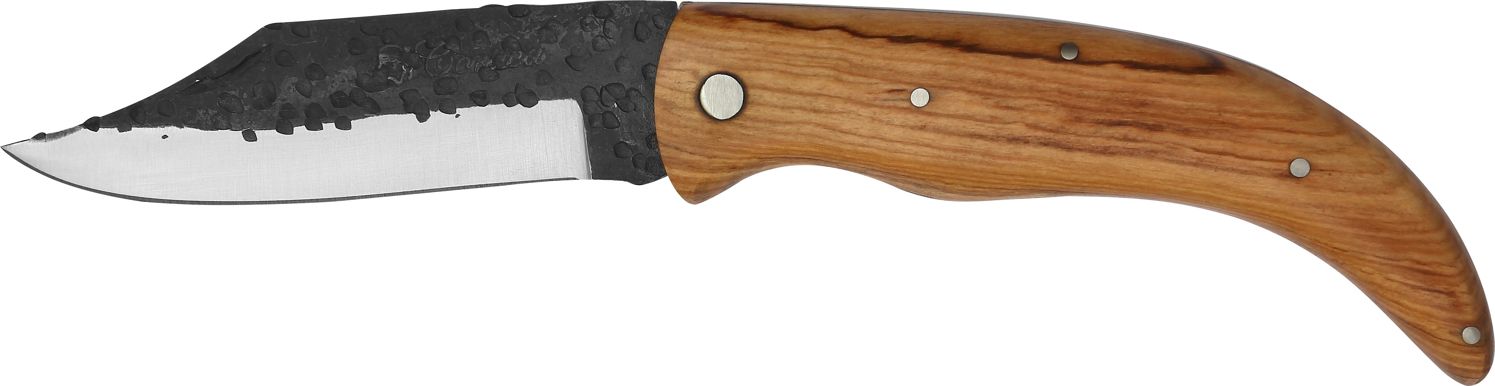 C - Couteau Pittuda à lame brute frappée 12 cm - teck
