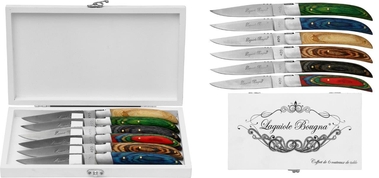 LB - Coffret de 6 couteaux de table Prestige - couleur assortis