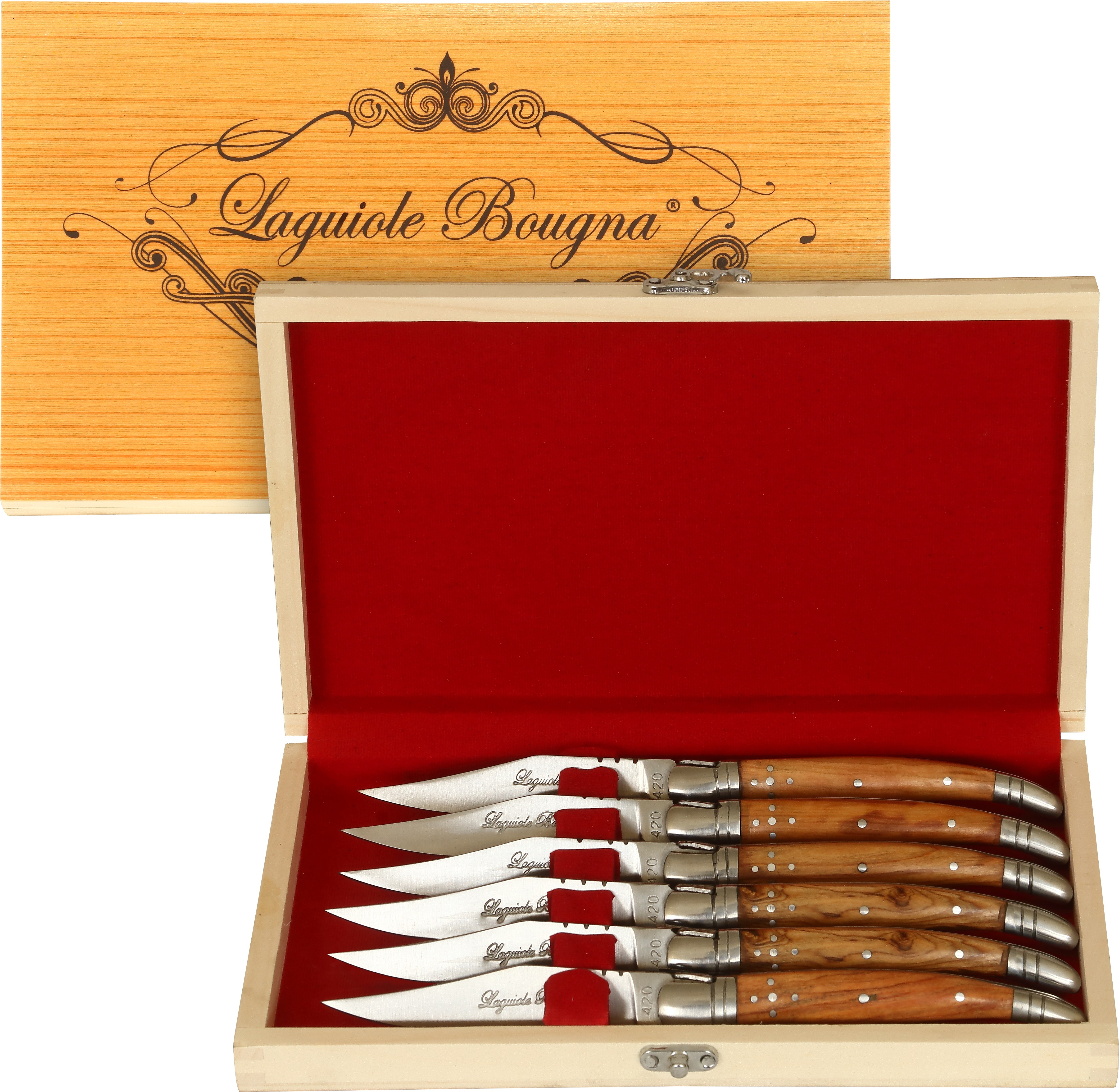 LB - Coffret de 6 couteaux de table - teck