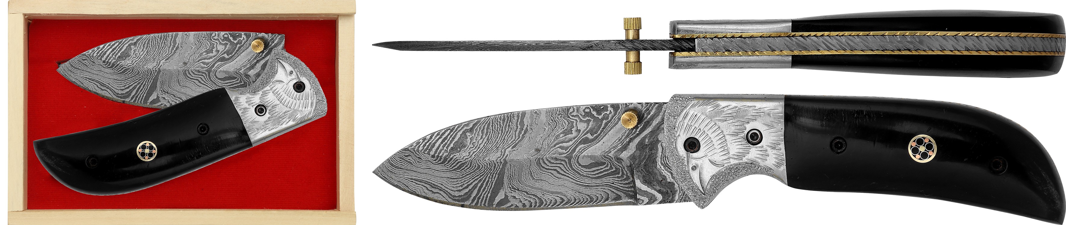 DAMAST - Exzellenz Messer 12 cm Adler - Horn
