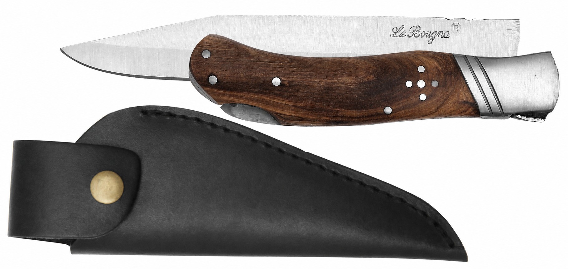 B - Couteau 18 cm - bois foncé & étui