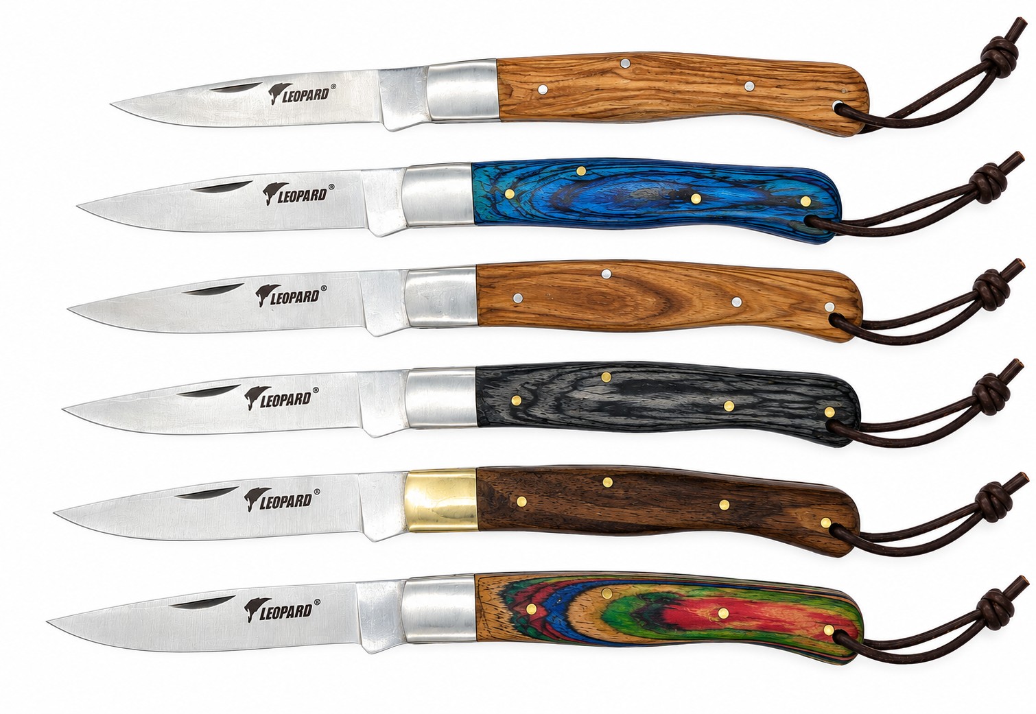 L - Assortiment de 6 couteaux du marin avec cordon - 12 cm